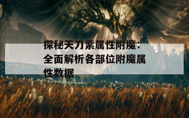 探秘天刀紫属性附魔：全面解析各部位附魔属性数据