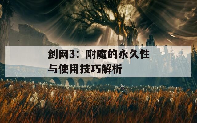 剑网3：附魔的永久性与使用技巧解析